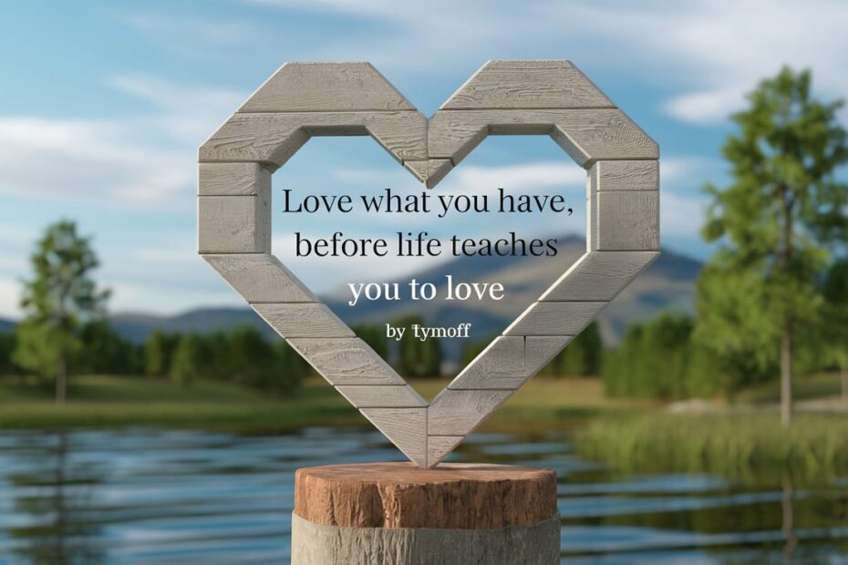 Love what you have, before life teaches you to lov - Tymoff